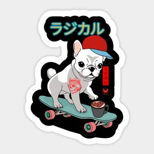 French Bulldog Freestyle: Café Cruisin' on Wheels Sticker